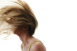 © grufnar - woman with hair flying in the air on white background