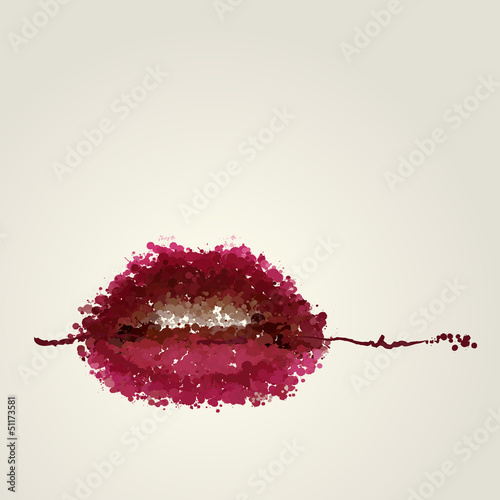 Naklejka - mata magnetyczna na lodówkę Juicy female lips of blots vector