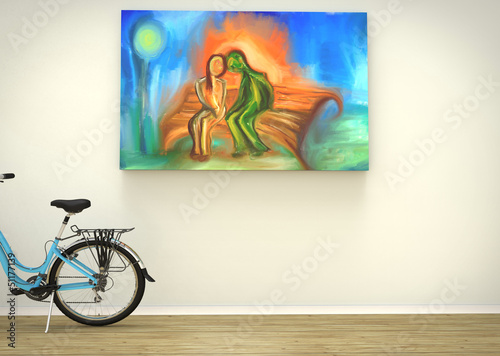 Naklejka dekoracyjna Bicycle in the living room