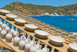 Greece Sifnos,Colorful sea view on the island in front of tradit