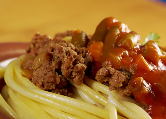 Sticker -  pasta with beef  tomato sauce