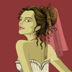 Sticker - Bride in Retro Style