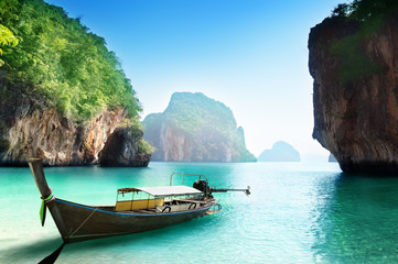 Wall Mural - boat on small island in Thailand