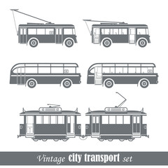Poster - Vintage city transport vehicles set. Isolated on white