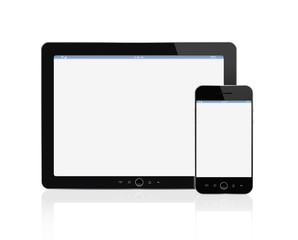 Poster - Digital tablet and smart phone with clipping path