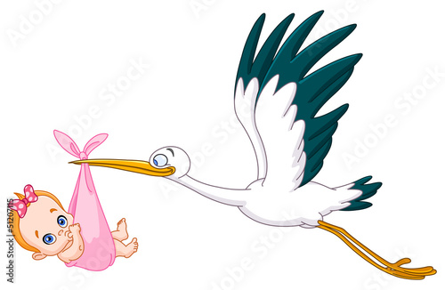 Naklejka na meble Stork and baby girl