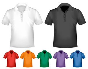 Wall Mural - Black and white and color men polo t-shirts. Design template. Ve