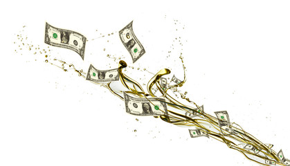 Wall Mural - Concept of dollar banknotes and petrol splashing out