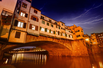 Wall Mural - Gorgeous view of Old Bridge, Ponte Vecchio in Florence at sunset