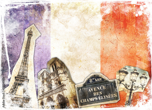 Fototapeta dla dzieci Collage vintage Paris France