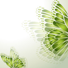 Abstract Background With Green Butterflies