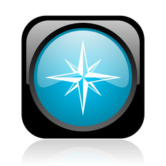 Poster - compass black and blue square web glossy icon