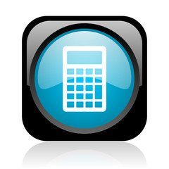 Poster - calculator black and blue square web glossy icon