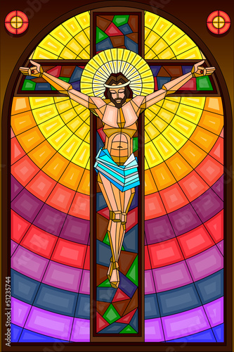 Obraz w ramie Stained Glass Painting of Crucifixion