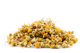 Fototapeta Zwierzęta - Pile of chamomile isolated on white background