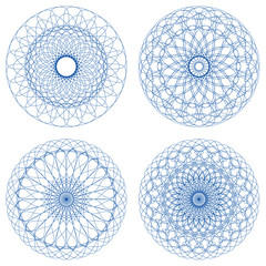 Poster - Set of Vector Guilloche Rosettes