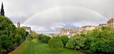 Fototapeta Tęcza - Rainbow over Princess street gardens in Edinburgh