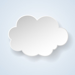 Abstract paper speech bubble in the form of a cloud on light blu