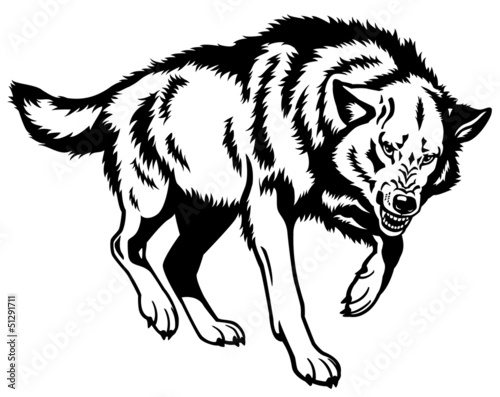 Naklejka dekoracyjna wolf black white