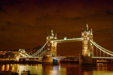 Poster - Lights and Colors of Tower Bridge at Night - London