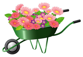 Poster - A construction cart with lots of flowers