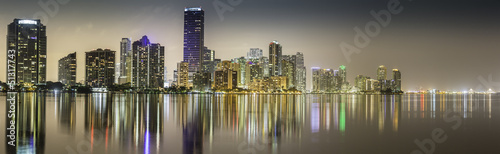 Naklejka - mata magnetyczna na lodówkę Miami downtown panorama by night