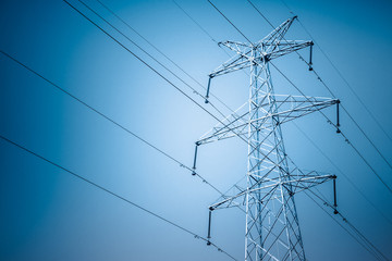 Poster - High voltage towers at sunset