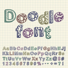 Abstract doodle font. Vector illustration.