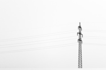 Black electric pole on white background