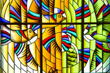 Abstract Multicolored Stained Glass Window