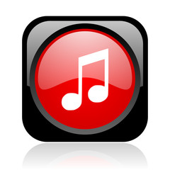 Aufkleber - music black and red square web glossy icon