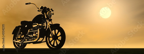 Naklejka na szybę Motobike sunset - 3D render