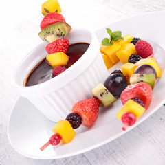 Wall Mural - fruit skewer and chocolate