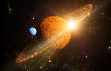 Wall Mural - a view of planet earth and the universe from the moon's surface.