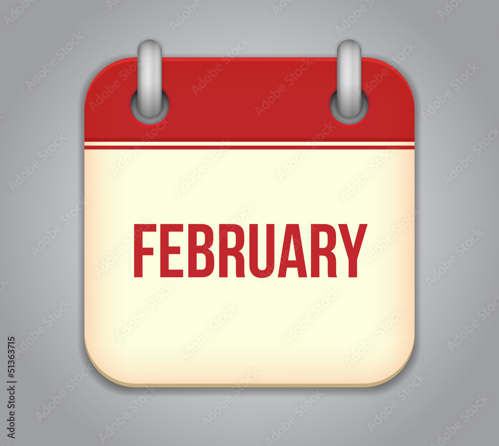 Vector calendar app icon. February Stock Vector | Adobe Stock