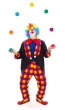 Juggler Clown Throwing Colorful Balls