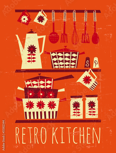 Retro Kitchen Poster Canvas Print