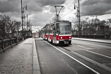 Tram In The City Of Prague