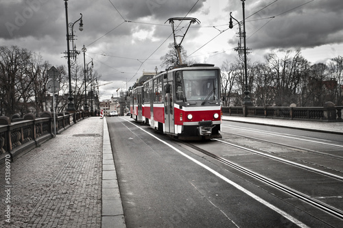 Naklejka dekoracyjna tram in the city of Prague