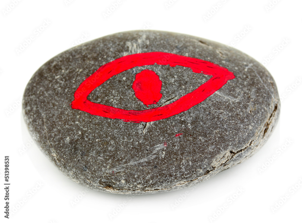 Fortune telling  with symbols on stone isolated on white