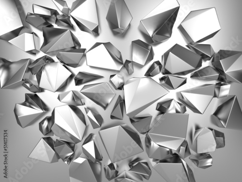 Naklejka na szybę 3d silver metallic abstract crystal background