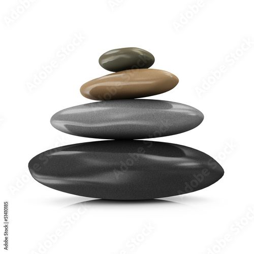 Foto-Kissen - Pile of Colorful Spa Stones isolated on white background (von Rashevskyi Media)