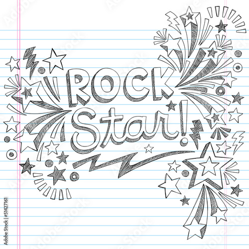 Valokuva Rock Star Music Back to School Sketchy Notebook Doodles
