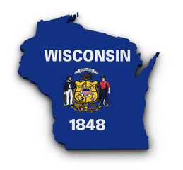Wall Mural - Wisconsin Flag Map Shape
