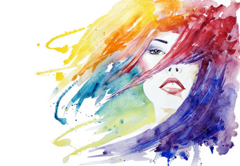 Beauty,  face close-up fashion illustration