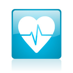 Poster - cardiogram blue square web glossy icon