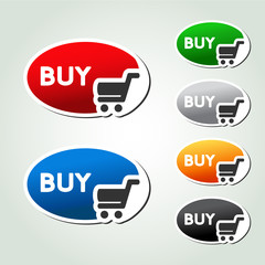 Poster - shopping cart item, trolley, oval button