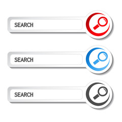 Poster - vector search buttons, stickers with magnifier symbol