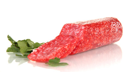 Poster - Tasty salami isolated on white