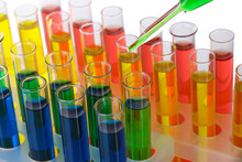 Colorful Test Tubes Close-up